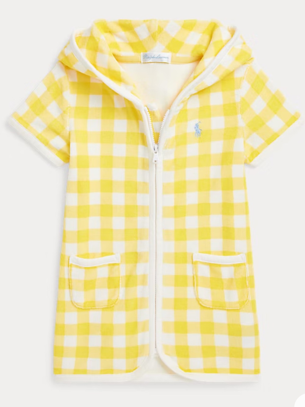 Ralph Lauren Polo Swim Swimsuit Zip One Piece Hooded Terry Gingham Cover Up 4T